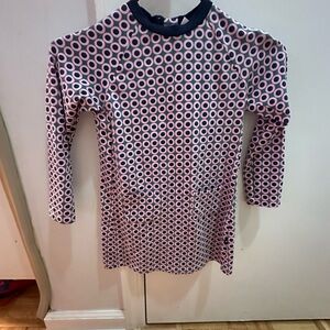 Toobydoo Pink and Black Circle Pattern Long Sleeve Dress